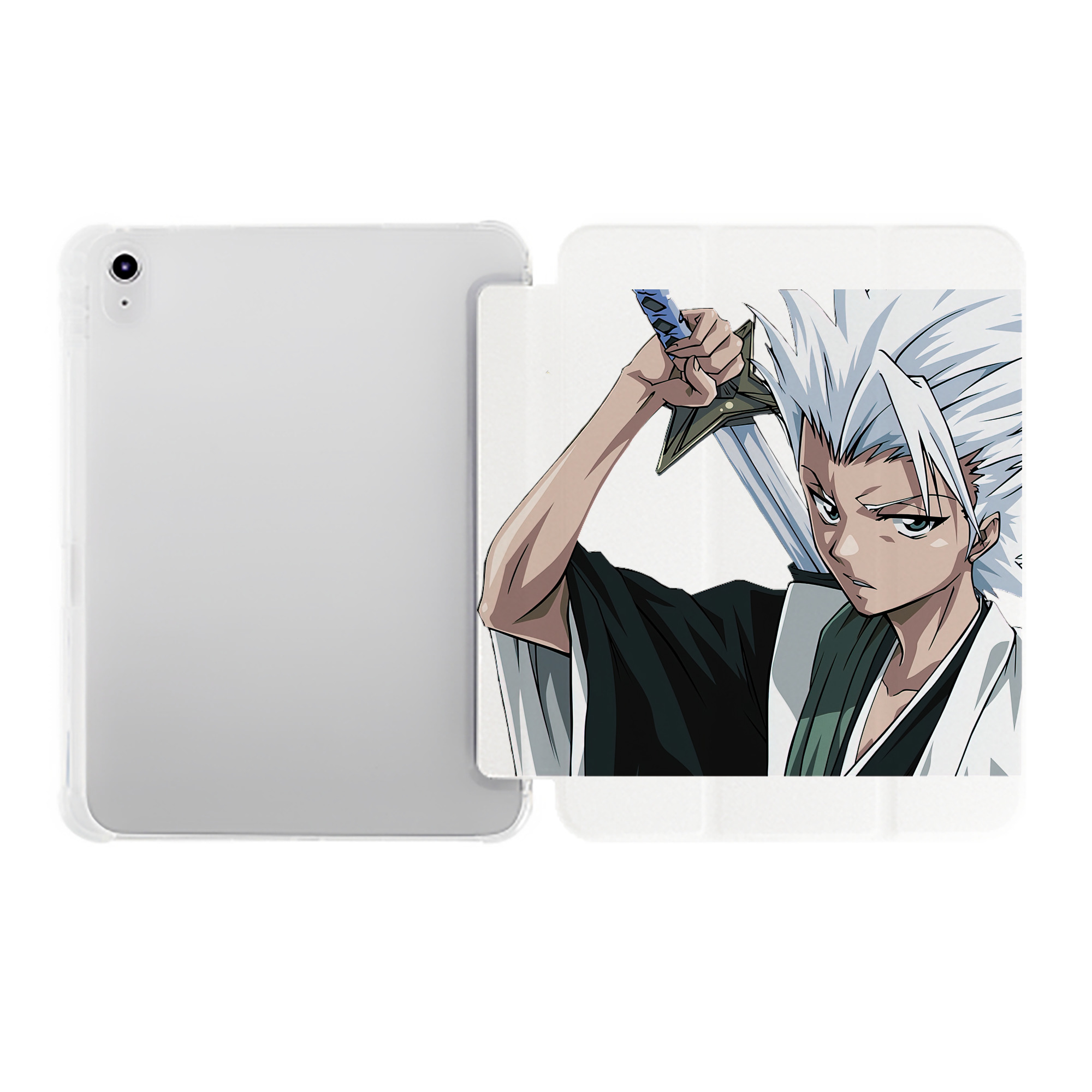 （画像用） ブリーチ 日番谷冬獅郎（ひつがや とうしろう） BLEACH Hitsugaya Toushirou IPad ケース ペン収納付き 三つ折りスタンド PUレザー×シリコン 対応機種9.5/10.5/10.9インチ